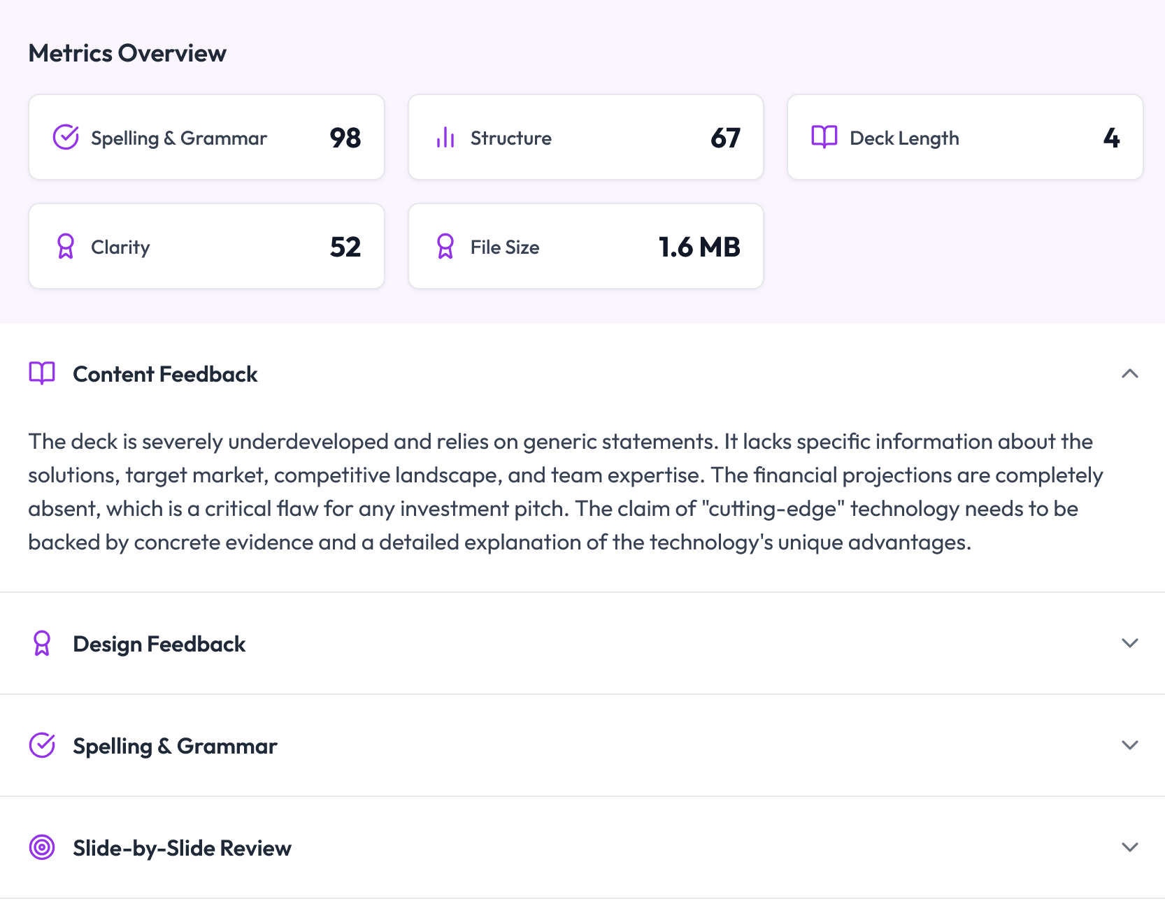 AI Pitch Deck Result